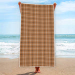 Brown Tattersall Pattern Print Beach Towel