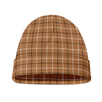 Brown Tattersall Pattern Print Beanie