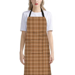 Brown Tattersall Pattern Print Bib Apron With Pocket