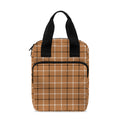 Brown Tattersall Pattern Print Bible Tote Bag
