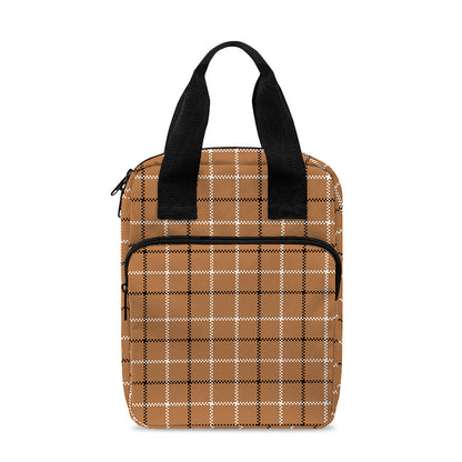Brown Tattersall Pattern Print Bible Tote Bag