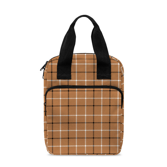 Brown Tattersall Pattern Print Bible Tote Bag