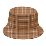 Brown Tattersall Pattern Print Bucket Hat