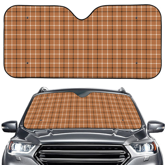 Brown Tattersall Pattern Print Car Windshield Sun Shade