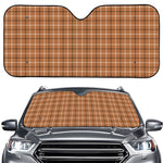 Brown Tattersall Pattern Print Car Windshield Sun Shade