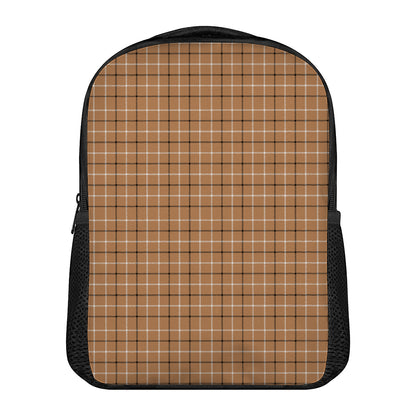 Brown Tattersall Pattern Print Casual Backpack
