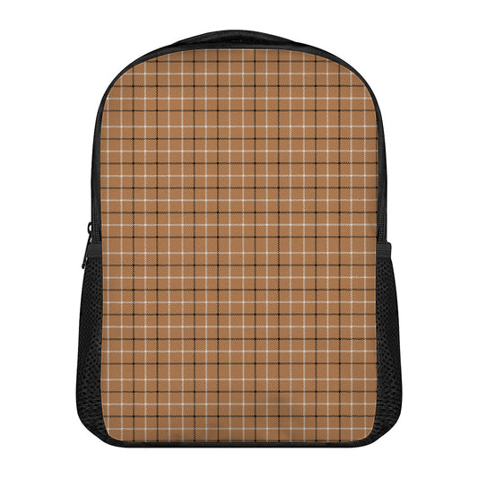 Brown Tattersall Pattern Print Casual Backpack