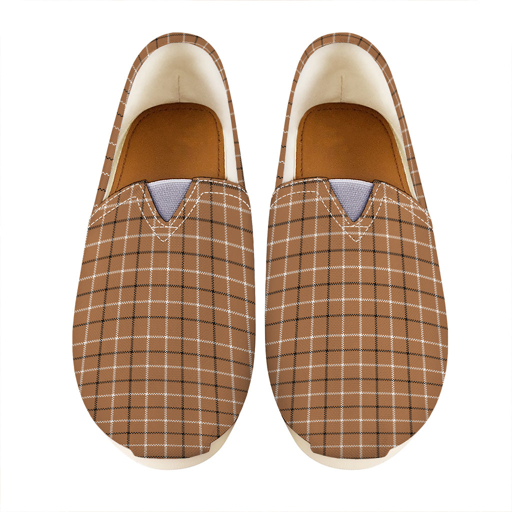 Brown Tattersall Pattern Print Casual Shoes