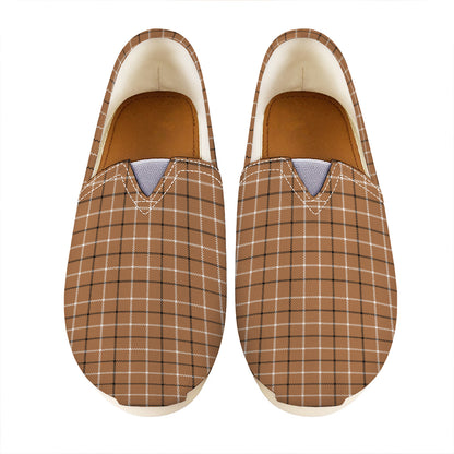 Brown Tattersall Pattern Print Casual Shoes
