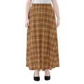Brown Tattersall Pattern Print Chiffon Maxi Skirt