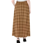 Brown Tattersall Pattern Print Chiffon Maxi Skirt