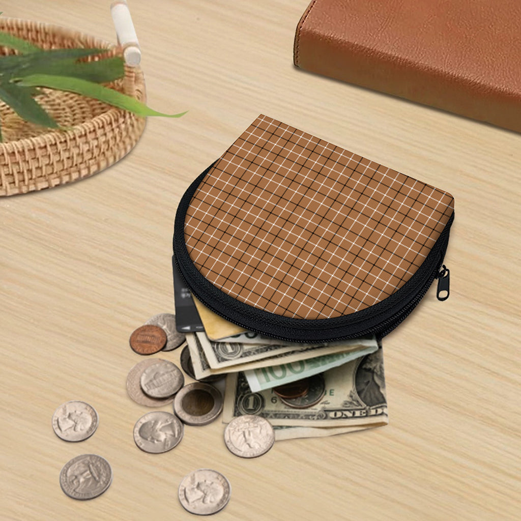 Brown Tattersall Pattern Print Coin Purse
