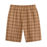 Brown Tattersall Pattern Print Cotton Shorts