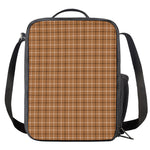 Brown Tattersall Pattern Print Crossbody Lunch Bag