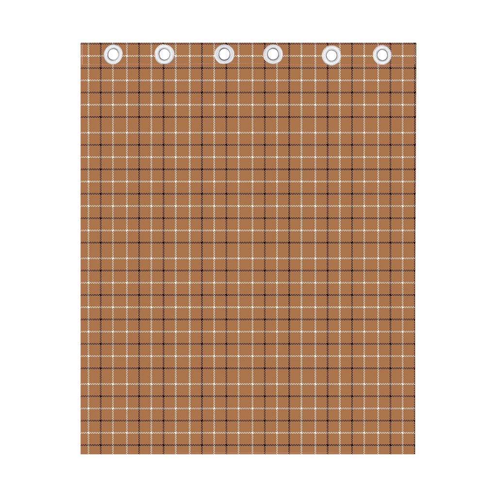 Brown Tattersall Pattern Print Curtain