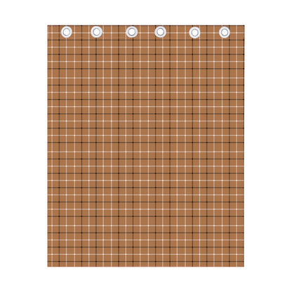 Brown Tattersall Pattern Print Curtain