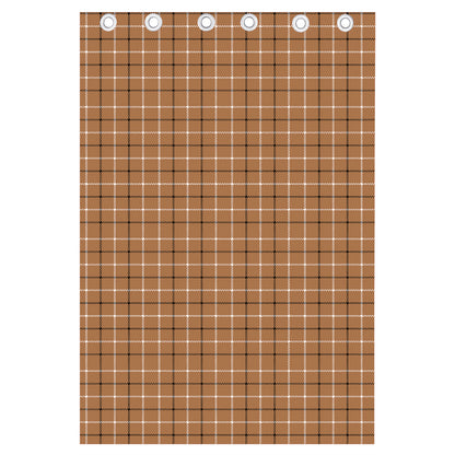 Brown Tattersall Pattern Print Curtain