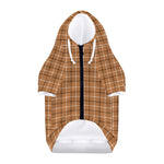 Brown Tattersall Pattern Print Dog Zip Up Hoodie