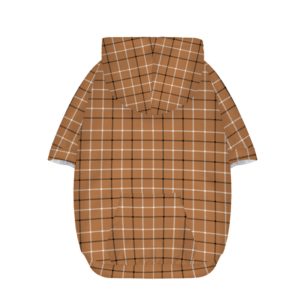 Brown Tattersall Pattern Print Dog Zip Up Hoodie