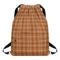 Brown Tattersall Pattern Print Drawstring Backpack