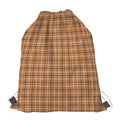 Brown Tattersall Pattern Print Drawstring Bag