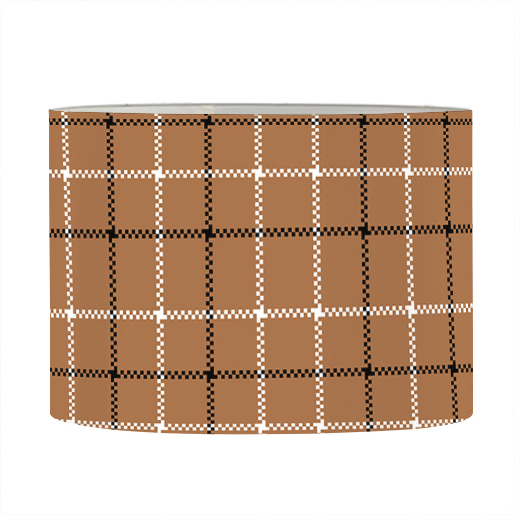Brown Tattersall Pattern Print Drum Lamp Shade