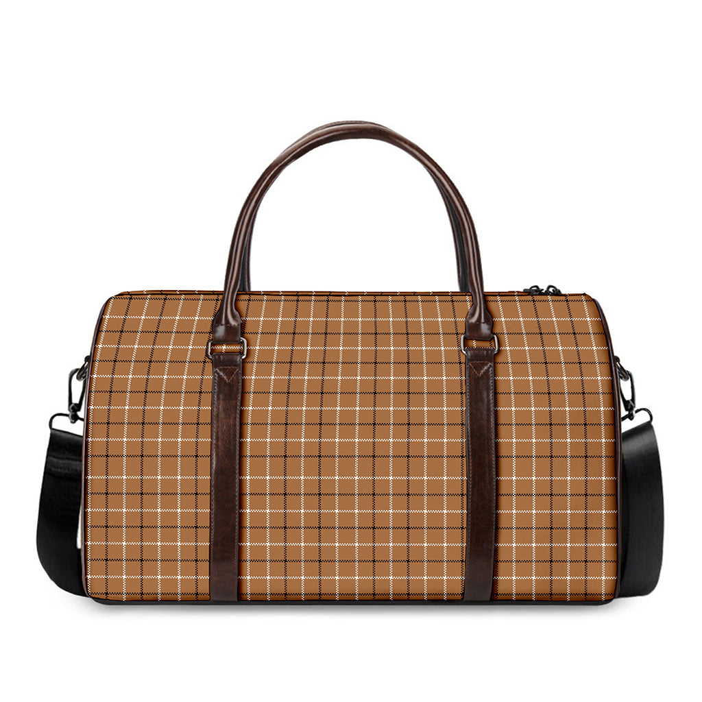 Brown Tattersall Pattern Print Duffle Bag