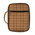 Brown Tattersall Pattern Print Front Pocket Bible Bag
