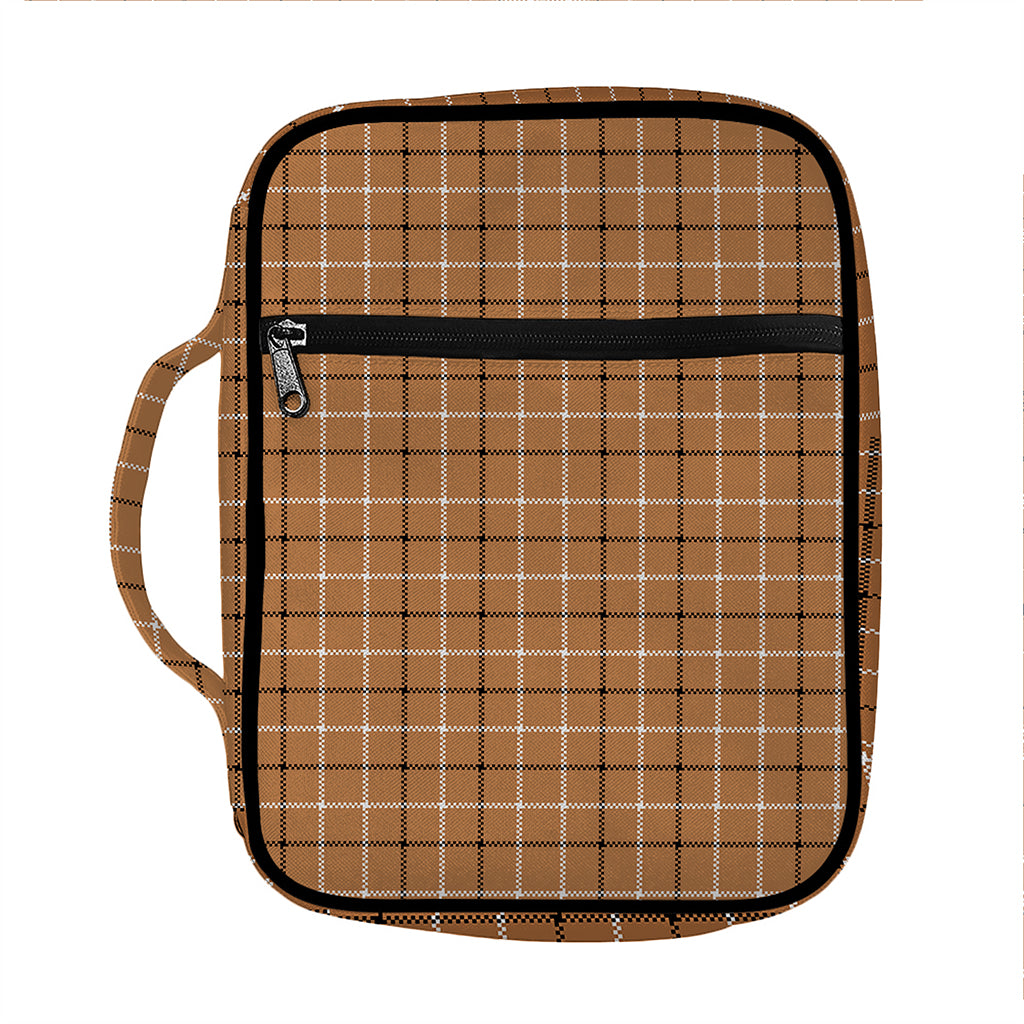 Brown Tattersall Pattern Print Front Pocket Bible Bag