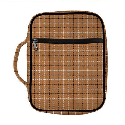 Brown Tattersall Pattern Print Front Pocket Bible Bag