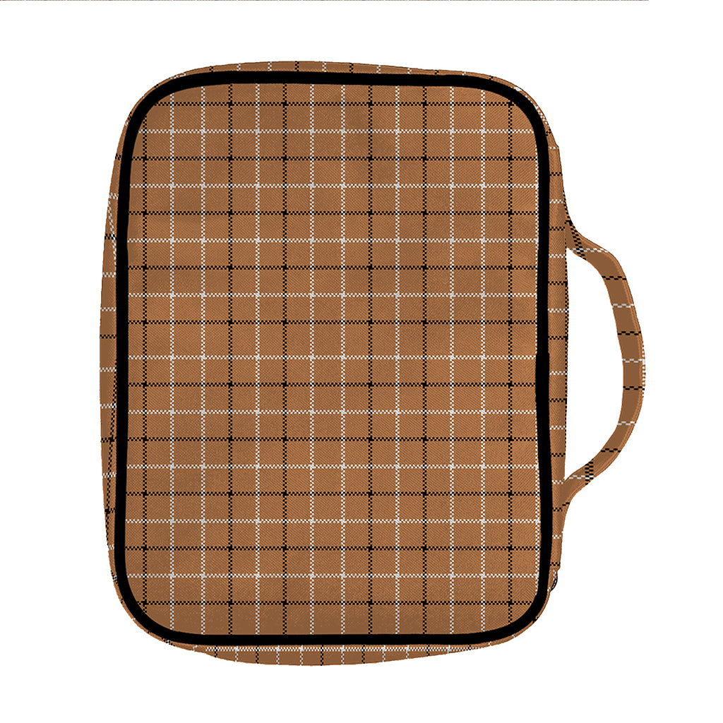 Brown Tattersall Pattern Print Front Pocket Bible Bag