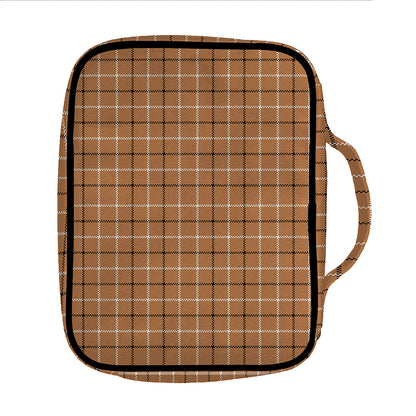 Brown Tattersall Pattern Print Front Pocket Bible Bag