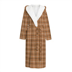 Brown Tattersall Pattern Print Hooded Bathrobe