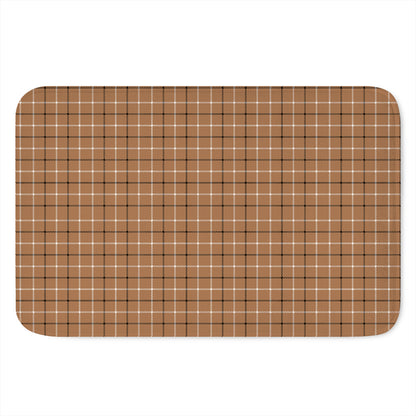 Brown Tattersall Pattern Print Indoor Door Mat