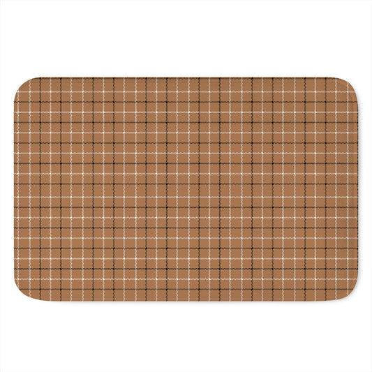 Brown Tattersall Pattern Print Indoor Door Mat
