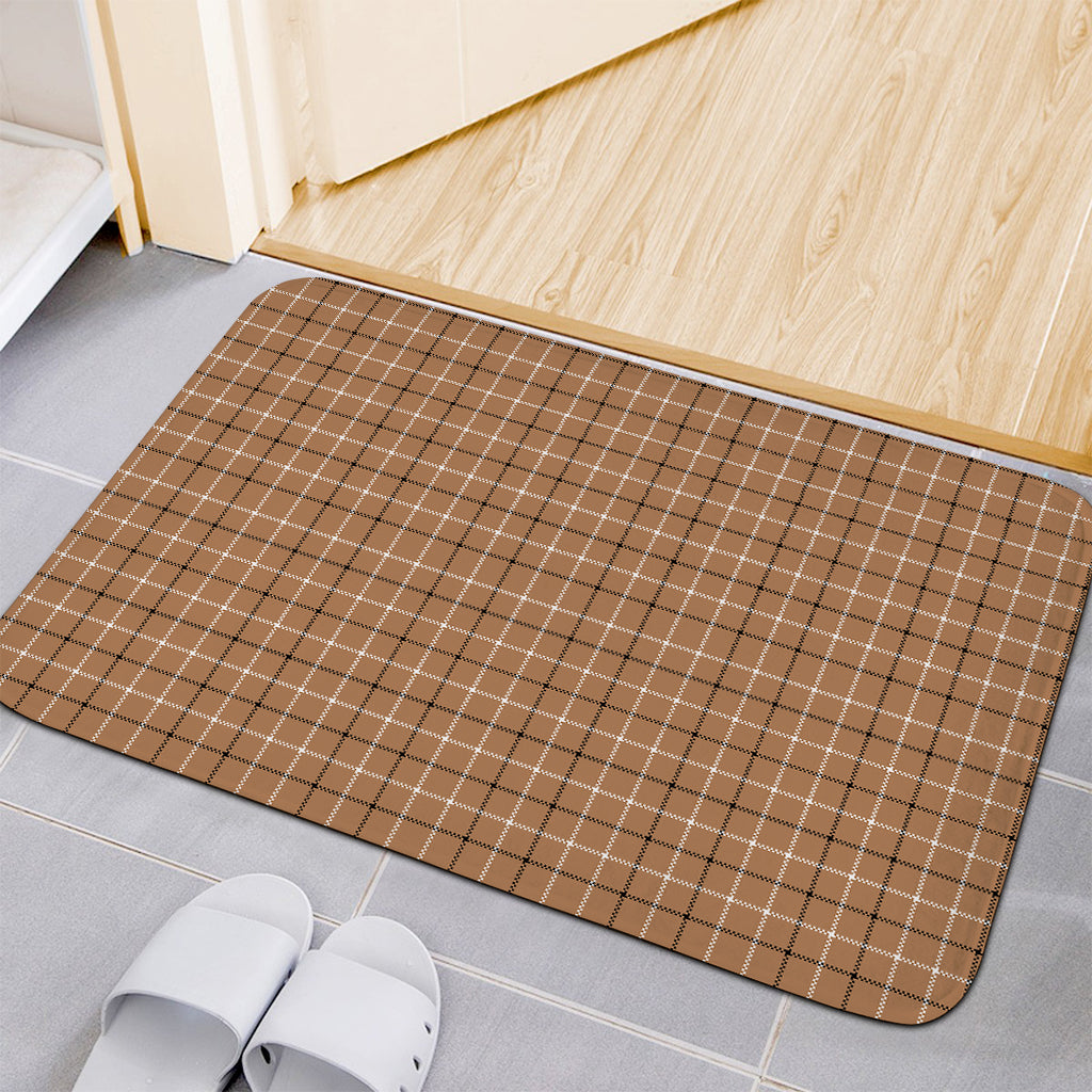 Brown Tattersall Pattern Print Indoor Door Mat