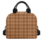 Brown Tattersall Pattern Print Insulated Lunch Bag