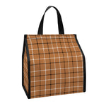 Brown Tattersall Pattern Print Insulated Lunch Tote