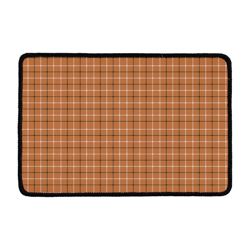 Brown Tattersall Pattern Print Kitchen Mat