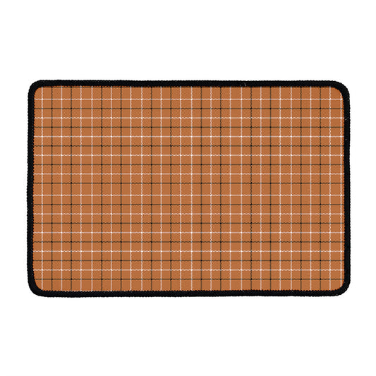 Brown Tattersall Pattern Print Kitchen Mat