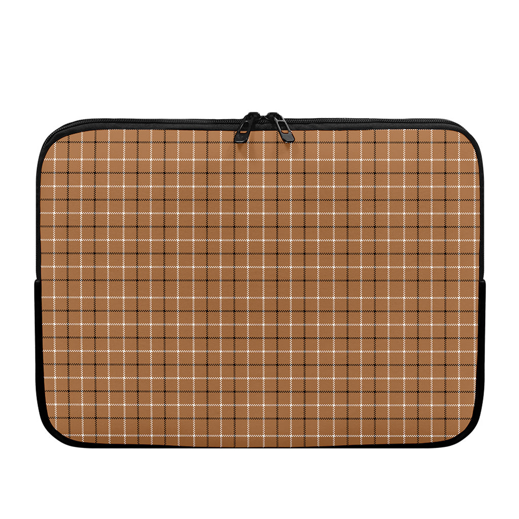 Brown Tattersall Pattern Print Laptop Sleeve