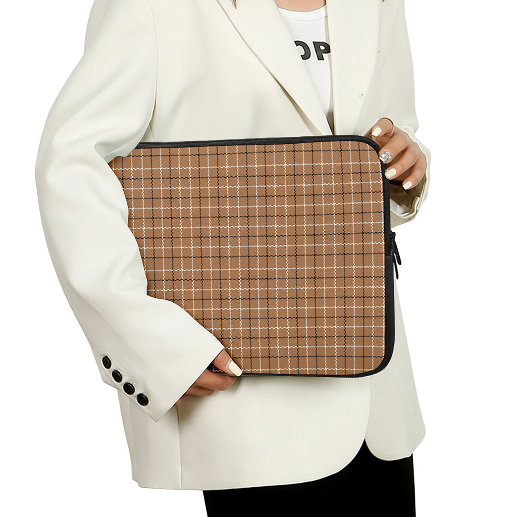 Brown Tattersall Pattern Print Laptop Sleeve
