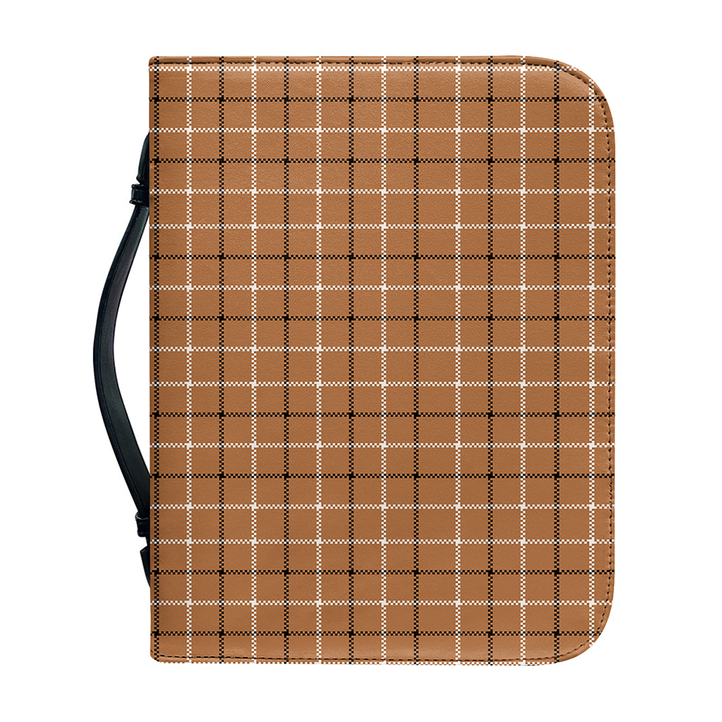 Brown Tattersall Pattern Print Leather Bible Cover