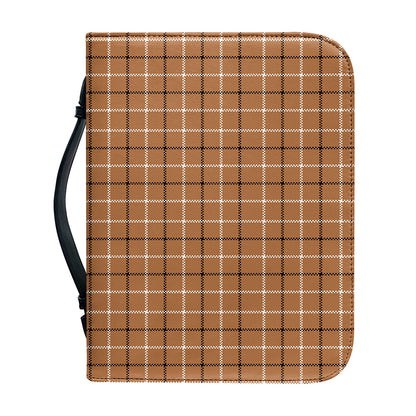 Brown Tattersall Pattern Print Leather Bible Cover