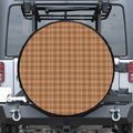Brown Tattersall Pattern Print Leather Spare Tire Cover