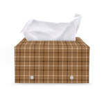 Brown Tattersall Pattern Print Leather Tissue Box Cover