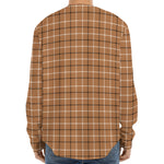 Brown Tattersall Pattern Print Long Sleeve Baseball Jersey