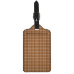 Brown Tattersall Pattern Print Luggage Tag