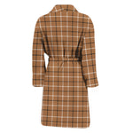 Brown Tattersall Pattern Print Men's Bathrobe