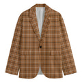 Brown Tattersall Pattern Print Men's Blazer